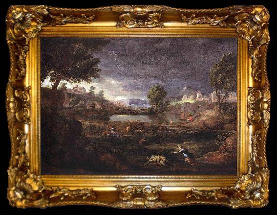framed  Nicolas Poussin Stormy Landscape with Pyramus and Thisbe, ta009-2
